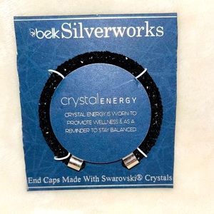 💌 NWT Swarovski Crystal Energy Wellness Black Cuff Bracelet by Belk Silverworks